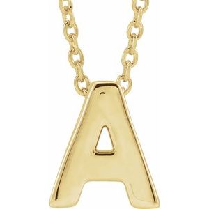 14K Yellow Initial A Slide Pendant 16-18" Necklace - BN & CO JEWELRY