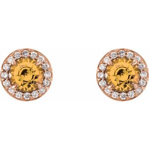 14K Rose 5 mm Natural Citrine & 1/8 CTW Natural Diamond Earrings - BN & CO JEWELRY
