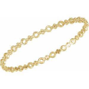 14K Yellow 4.4 mm Geometric Bangle 7" Bracelet - BN & CO JEWELRY