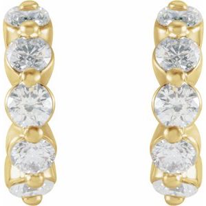 14K Yellow 9.25 mm 3/8 CTW Natural Diamond Huggie Earrings - BN & CO JEWELRY