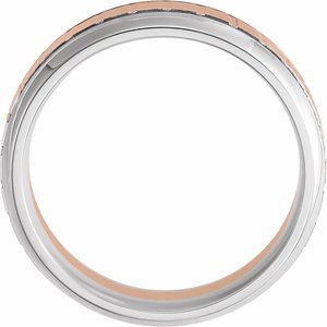 14K Rose/White 6 mm Grooved Band with Brushed & Polished Finish Size 8.5 - BN & CO JEWELRY