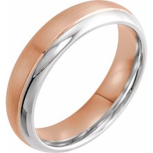 14K Rose/White 6 mm Grooved Band with Brushed & Polished Finish Size 8.5 - BN & CO JEWELRY