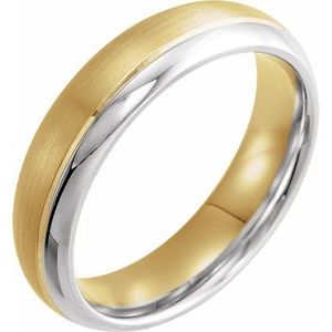 14K Yellow/White 6 mm Grooved Band with Brushed & Polished Finish Size 9 - BN & CO JEWELRY