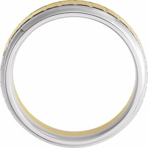 18K Yellow & Platinum 6 mm Grooved Band with Brushed & Polished Finish Size 8 - BN & CO JEWELRY