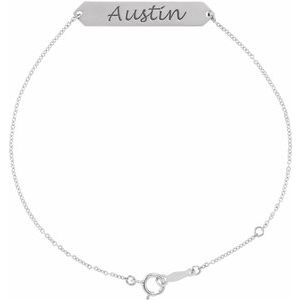 14K White Engravable Geometric 7-8" Bracelet - BN & CO JEWELRY