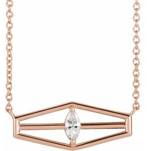 14K Rose 1/6 CT Natural Diamond Geometric 18" Necklace - BN & CO JEWELRY