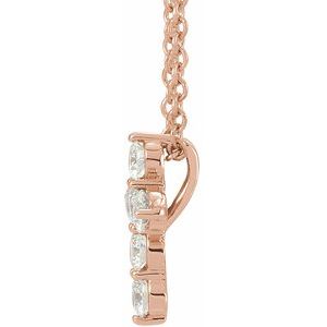 14K Rose 1/4 CTW Natural Diamond Cross 16-18" Necklace - BN & CO JEWELRY