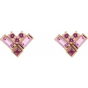 14K Rose Natural Pink Multi-Gemstone Cluster Earrings - BN & CO JEWELRY