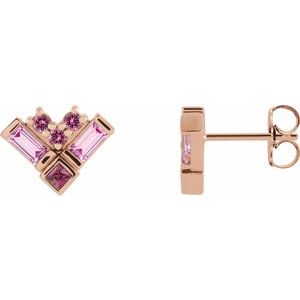 14K Rose Natural Pink Multi-Gemstone Cluster Earrings - BN & CO JEWELRY