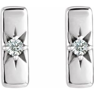 14K White .07 CTW Lab-Grown Diamond Starburst Bar Earrings - BN & CO JEWELRY