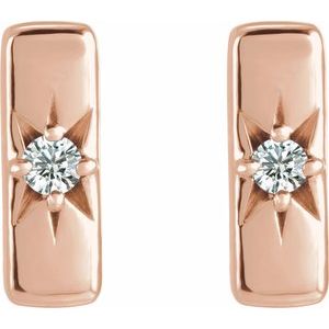 14K Rose Natural White Sapphire Starburst Bar Earrings - BN & CO JEWELRY