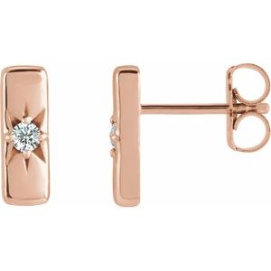 14K Rose .07 CTW Lab-Grown Diamond Starburst Bar Earrings - BN & CO JEWELRY