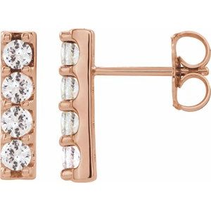 14K Rose 1/2 CTW Lab-Grown Diamond Bar Earrings - BN & CO JEWELRY