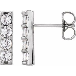 14K White 1/2 CTW Lab-Grown Diamond Bar Earrings - BN & CO JEWELRY