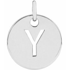 Sterling Silver Initial Y 10 mm Disc Pendant - BN & CO JEWELRY