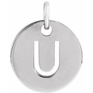 Sterling Silver Initial U 10 mm Disc Pendant - BN & CO JEWELRY