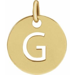 14K Yellow Initial G 10 mm Disc Pendant - BN & CO JEWELRY