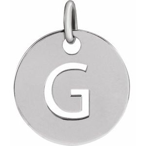 Sterling Silver Initial G 10 mm Disc Pendant - BN & CO JEWELRY