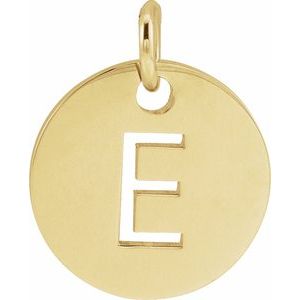 14K Yellow Initial E 10 mm Disc Pendant - BN & CO JEWELRY