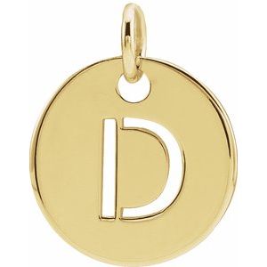14K Yellow Initial D 10 mm Disc Pendant - BN & CO JEWELRY