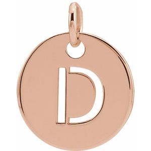 14K Rose Initial D 10 mm Disc Pendant - BN & CO JEWELRY