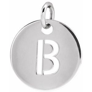 Sterling Silver Initial B 10 mm Disc Pendant - BN & CO JEWELRY