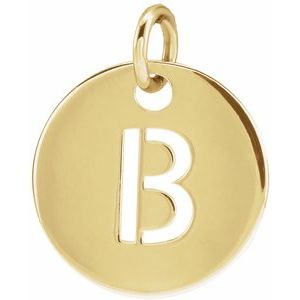 14K Yellow Initial B 10 mm Disc Pendant - BN & CO JEWELRY