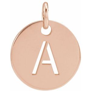 14K Rose Initial A 10 mm Disc Pendant - BN & CO JEWELRY