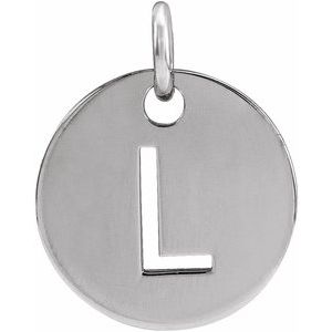 Sterling Silver Initial L 10 mm Disc Pendant - BN & CO JEWELRY