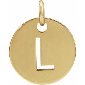 14K Yellow Initial L 10 mm Disc Pendant - BN & CO JEWELRY
