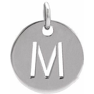 Sterling Silver Initial M 10 mm Disc Pendant - BN & CO JEWELRY