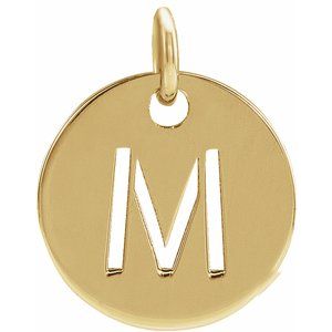 14K Yellow Initial M 10 mm Disc Pendant - BN & CO JEWELRY