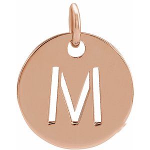14K Rose Initial M 10 mm Disc Pendant - BN & CO JEWELRY