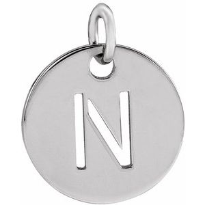 Sterling Silver Initial N 10 mm Disc Pendant - BN & CO JEWELRY