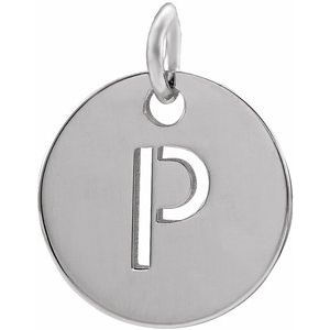 Sterling Silver Initial P 10 mm Disc Pendant - BN & CO JEWELRY