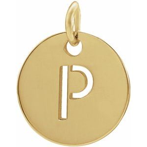 14K Yellow Initial P 10 mm Disc Pendant - BN & CO JEWELRY