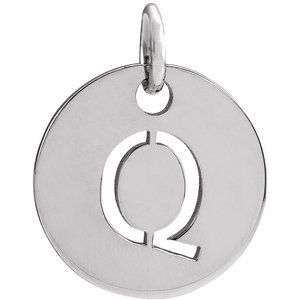 Sterling Silver Initial Q 10 mm Disc Pendant - BN & CO JEWELRY