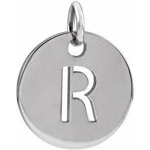 Sterling Silver Initial R 10 mm Disc Pendant - BN & CO JEWELRY