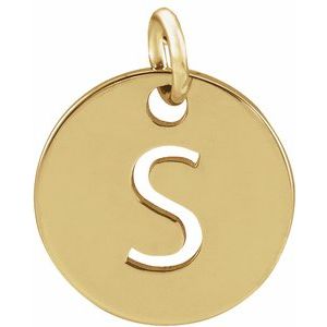 14K Yellow Initial S 10 mm Disc Pendant - BN & CO JEWELRY