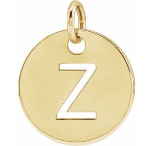 14K Yellow Initial Z 10 mm Disc Pendant - BN & CO JEWELRY