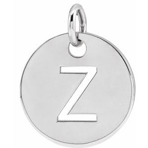 Sterling Silver Initial Z 10 mm Disc Pendant - BN & CO JEWELRY