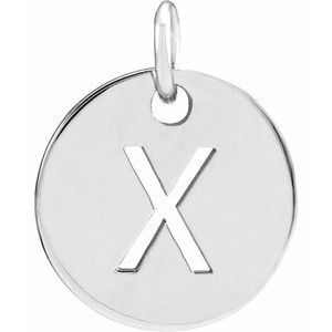 Sterling Silver Initial X 10 mm Disc Pendant - BN & CO JEWELRY