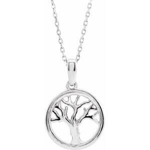 14K White Tree of Life 16-18" Necklace - BN & CO JEWELRY