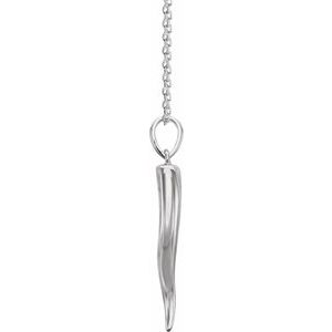 Sterling Silver 20.7x4.8 mm Italian Horn 16-18" Necklace - BN & CO JEWELRY