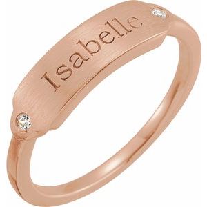 14K Rose .03 CTW Diamond 18x5 mm Rectangle Signet Ring - BN & CO JEWELRY