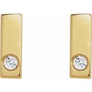 14K Yellow .03 CTW Natural Diamond Bar Earring - BN & CO JEWELRY