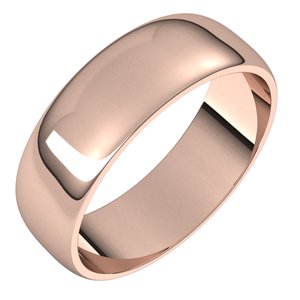 14K Rose 6 mm Half Round Light Band Size 8.5 - BN & CO JEWELRY