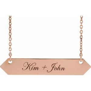 18K Rose Gold-Plated Sterling Silver 33x6 mm Engravable Geometric 16-18" Necklace - BN & CO JEWELRY