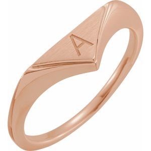 14K Rose 11.5x6 mm Geometric Signet Ring - BN & CO JEWELRY