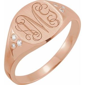 14K Rose .05 CTW Natural Diamond Square Signet Ring - BN & CO JEWELRY